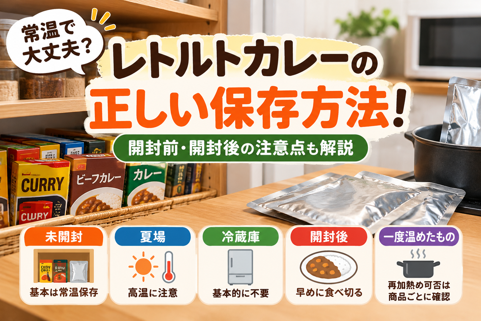 【常温で大丈夫？】レトルトカレーの正しい保存方法！開封前・開封後の注意点も解説！